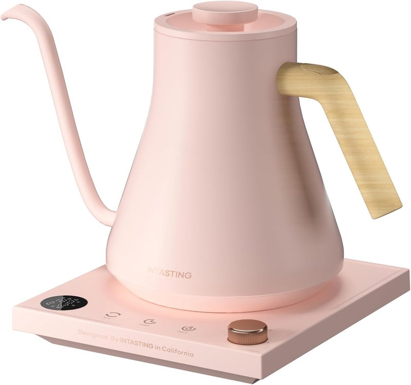 intasting Electric Kettles, Gooseneck Electric Kettle, ±1℉ Temperature Control, Stainless Steel Inner, Quick Heating, for Pour Over Coffee, Brew Tea, Boil Hot Water, 0.9L Pink - Image 1